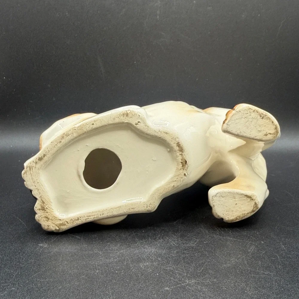 Vintage Hand Painted Ceramic Basset Hound Dog Puppy Figurine Collectible Figure